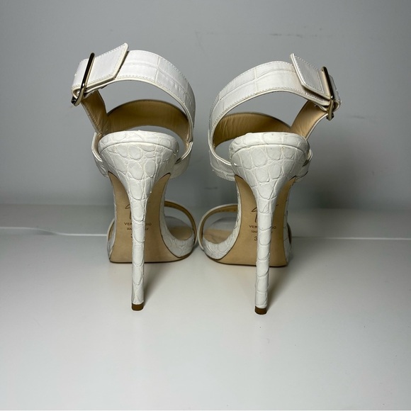 Giuseppe Zanotti Women’s White Croc-Embossed High Heel summer Sandals Size 37.5 - Picture 3 of 10
